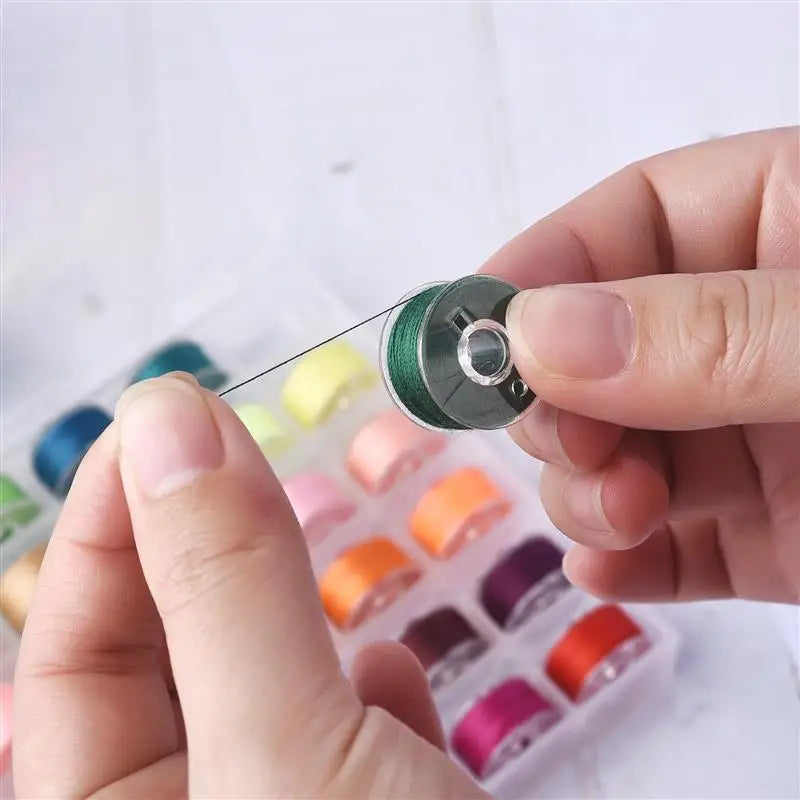 Rynx | 25/20 Colors Set Bobbin Thread Polyester Spools - Sewing Machine Bobbins with Storage Box for Embroidery and Sewing Accessories