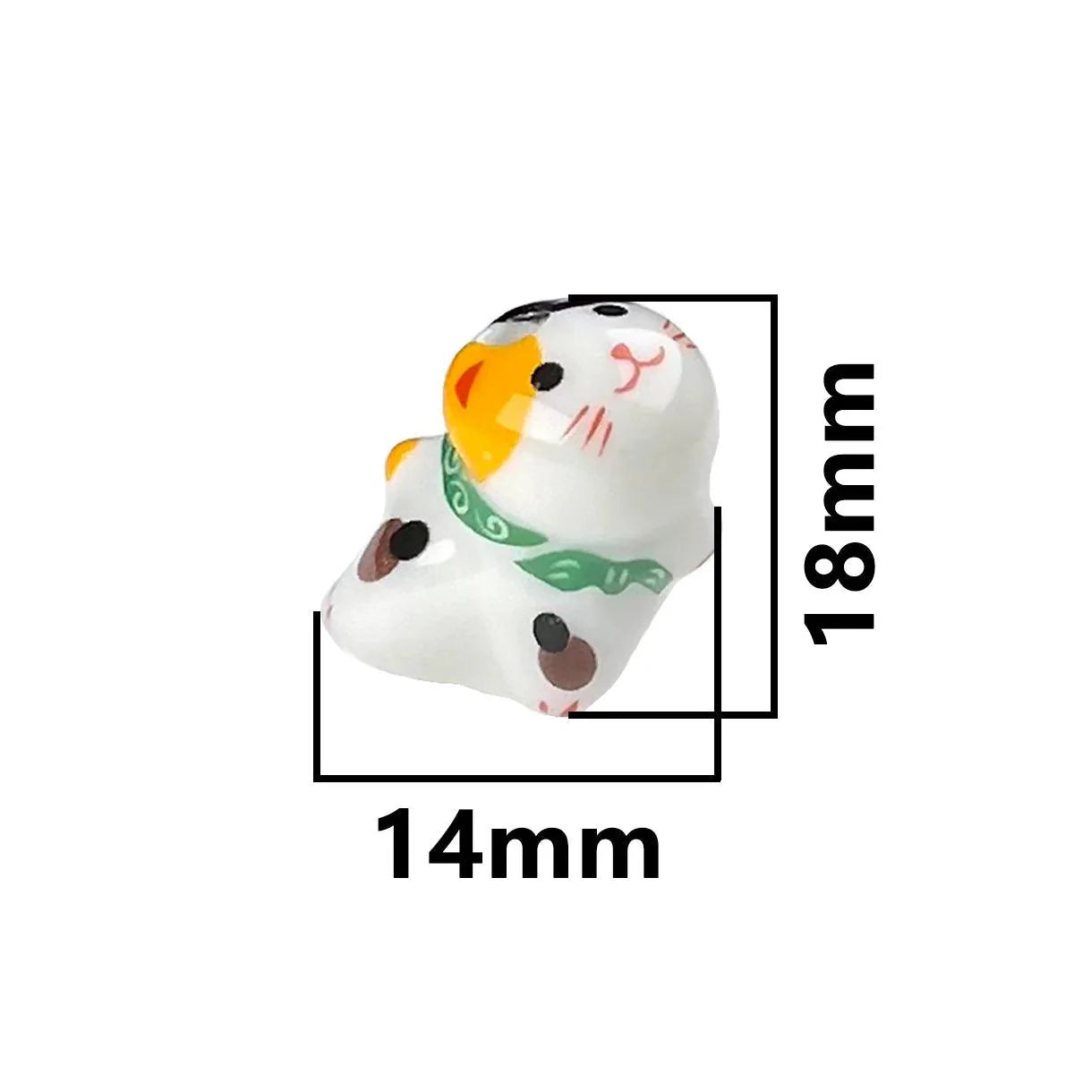 Rynx | Charming anime-inspired lucky cat ceramic beads for creative jewelry projects - 15x21mm porcelain essentials with vertical hole