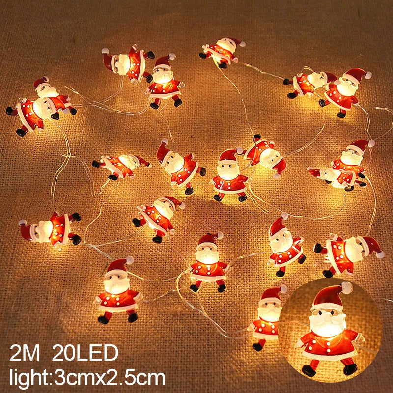 Rynx | 2M 20LED Santa Snowflake LED String Lights Christmas Decoration For Home Xmas Tree Ornament 2024 Christmas Kids Gift New Year