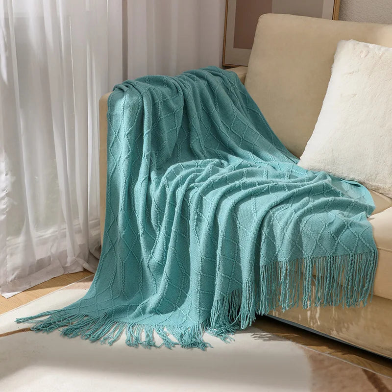 Rynx | purple diamond knit blanket