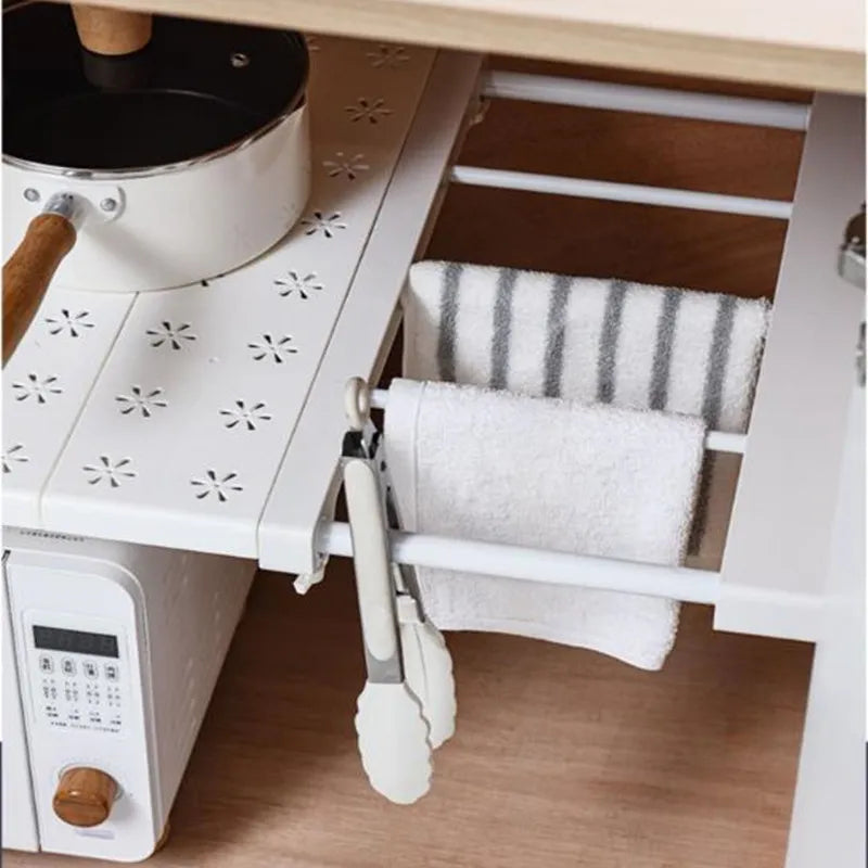 Rynx | White Expandable Divider - Adjustable Clothing Closet Shelf for Wardrobe, Kitchen, and Bathroom Storage, Punch-free Shelf Dividers