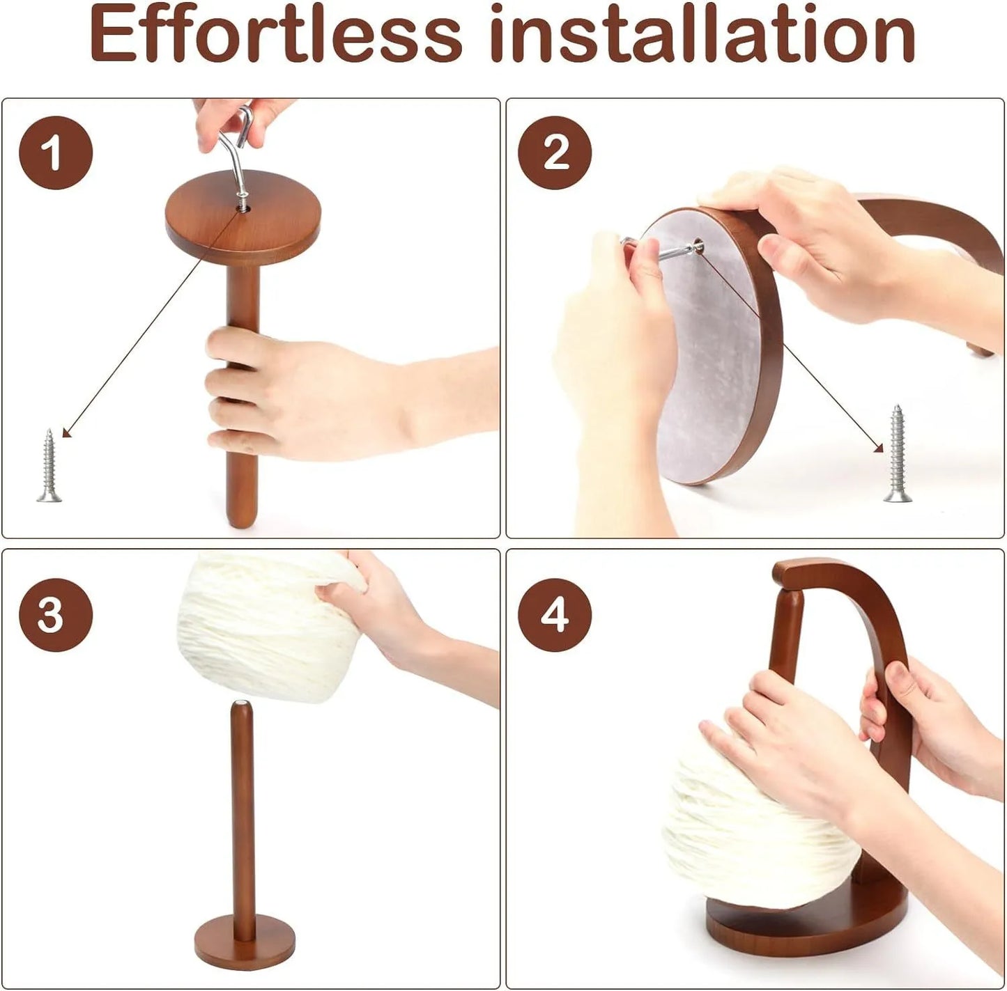 Rynx | 360° Rotation Wooden Yarn Holder: Spinning Knitting Tools - Crochet Holder with Rotating Magnetic Thread Spool, Wool Ball Winder
