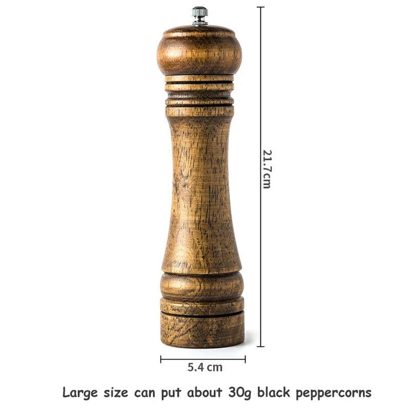 Rynx | Stylish Wood Salt and Pepper Mill Set with Adjustable Ceramic Mechanisms and Elegant Stand