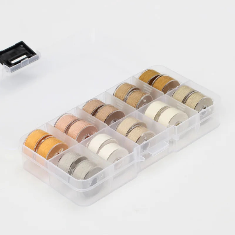 Rynx | 25/20 Colors Set Bobbin Thread Polyester Spools - Sewing Machine Bobbins with Storage Box for Embroidery and Sewing Accessories