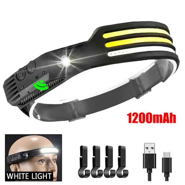 Rynx | COB LED Headlamp with Induction – USB Rechargeable Head Flashlight for Outdoor Camping, Fishing, and Sensor Lighting