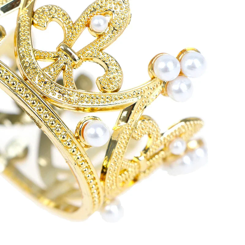 Rynx | Mini Pearl Crown Cake Topper – Romantic Garland & Hair Ornaments for Birthdays, Weddings & Parties