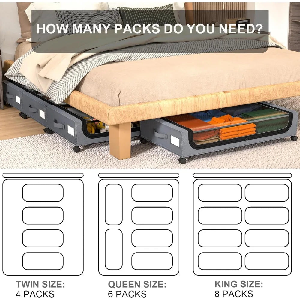 Rynx | Underbed Storage Stackable Wheeled Box Organizer