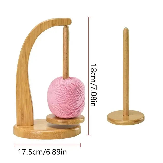 Rynx | 360° Rotation Wooden Yarn Holder: Spinning Knitting Tools - Crochet Holder with Rotating Magnetic Thread Spool, Wool Ball Winder
