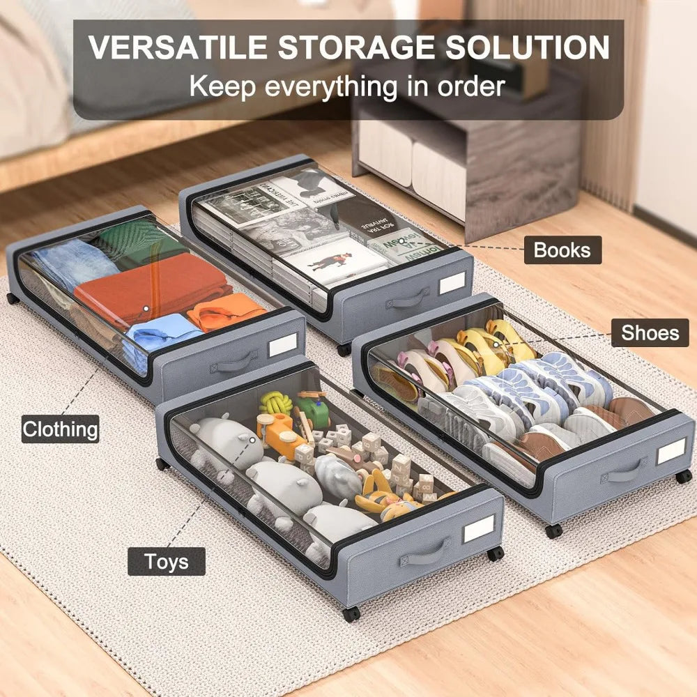 Rynx | Underbed Storage Stackable Wheeled Box Organizer
