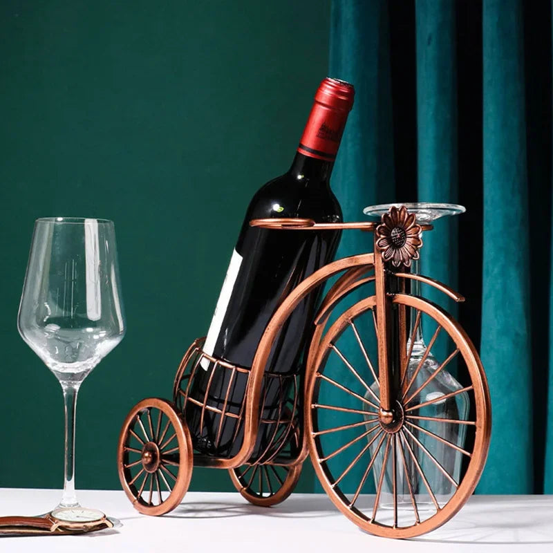 Rynx | Pedal&Pour - Vintage Wine Rack with Glass Holders