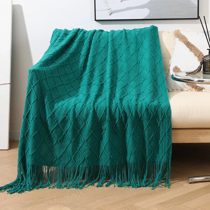 Rynx | purple diamond knit blanket