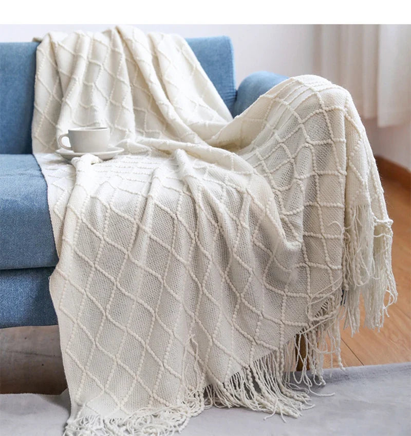 Rynx | purple diamond knit blanket