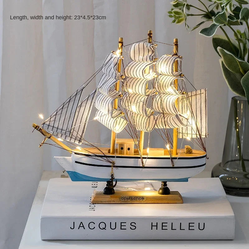 RYNX | New Wooden Sailing Boat Model Office Living Room Decoration Craft Nautical Decoration Creative Model Home Decor Birthday Gift