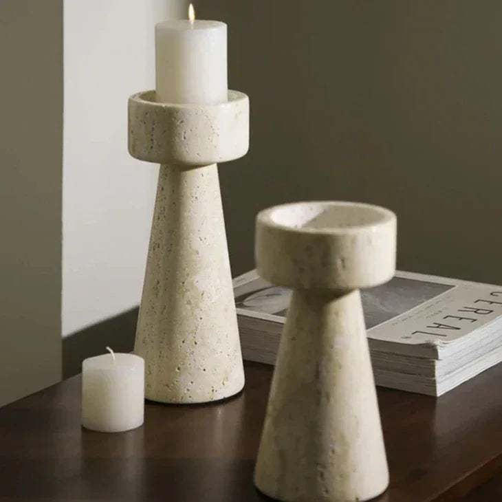 Rynx | Travertine Stone Candle Holder / Decor