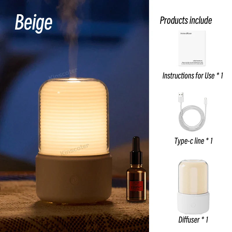 Rynx | KINSCOTER Portable Mini Aroma Diffuser - USB Air Humidifier with Essential Oil, Night Light, and Cold Mist Maker - Ideal for Home Gift