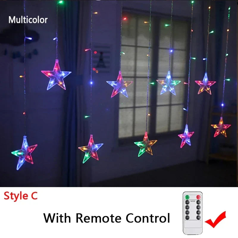 Rynx | 220V/110V/Battery Christmas Lights 2025 Light String Fairy Garland Curtain Decor for Holiday Party Christmas 2024 New Year's Decoration