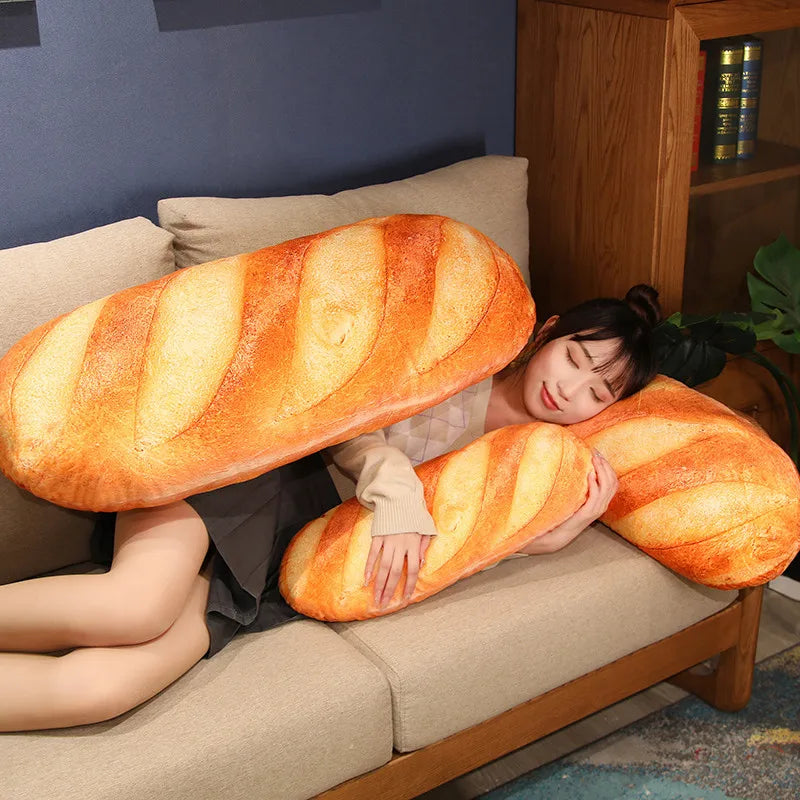 Rynx | French Bread Plush Pillow - Stuffed Food Plushie with Printed Images, Party Prop Decor, Perfect Sleeping Companion and Gift for Him