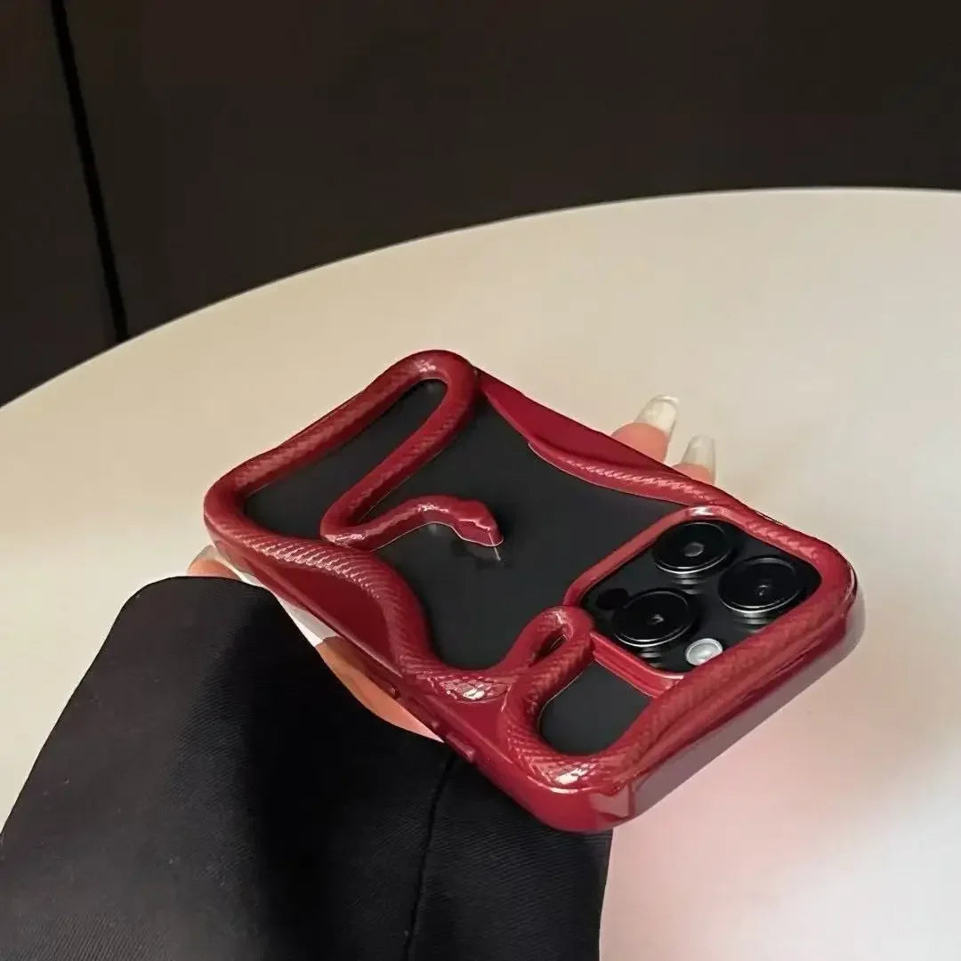 Rynx | Plating Weicher Gummi Rahmen Hohler Schlange Handyhülle Für iPhone 11 12 13 14 15 16 Pro Max Objektivschutz Unregelmäßige Stoßfeste Hülle