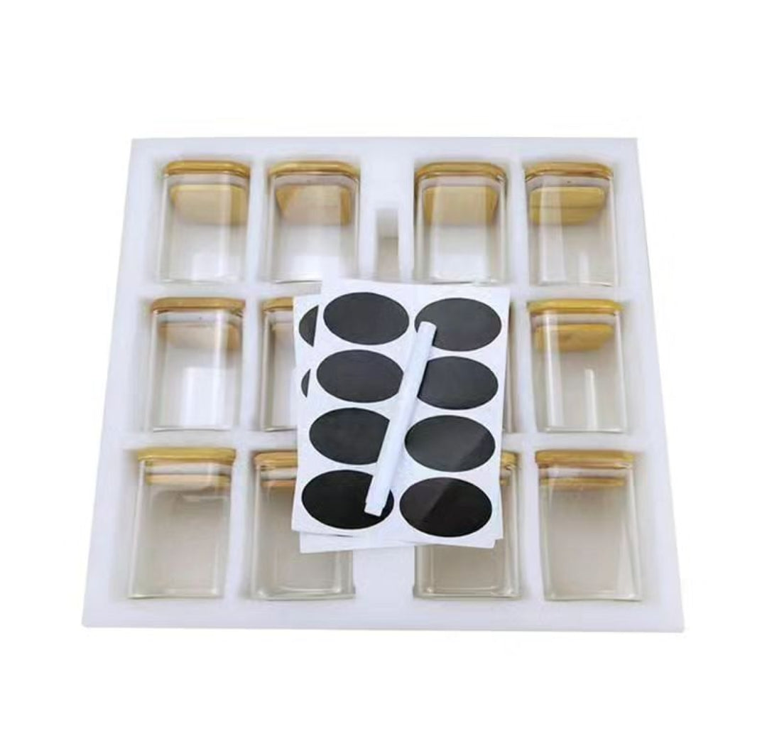Rynx | 12 Piece Glass Spice Jar Set