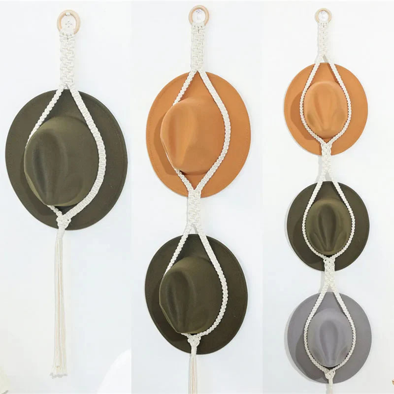 Rynx | Nordic Boho Cotton Hanging Organizer: Hat & Scarf Storage with Macrame Tapestry Touch
