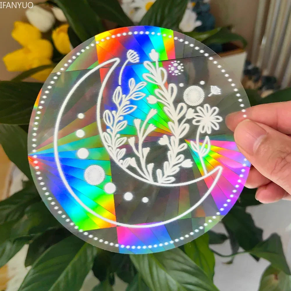 Rynx | PVC Self-Adhesive Glass Window Stickers | Sun Catcher Cat Moth Energy Suncatcher | Rainbow Prisms Sunlight Decals