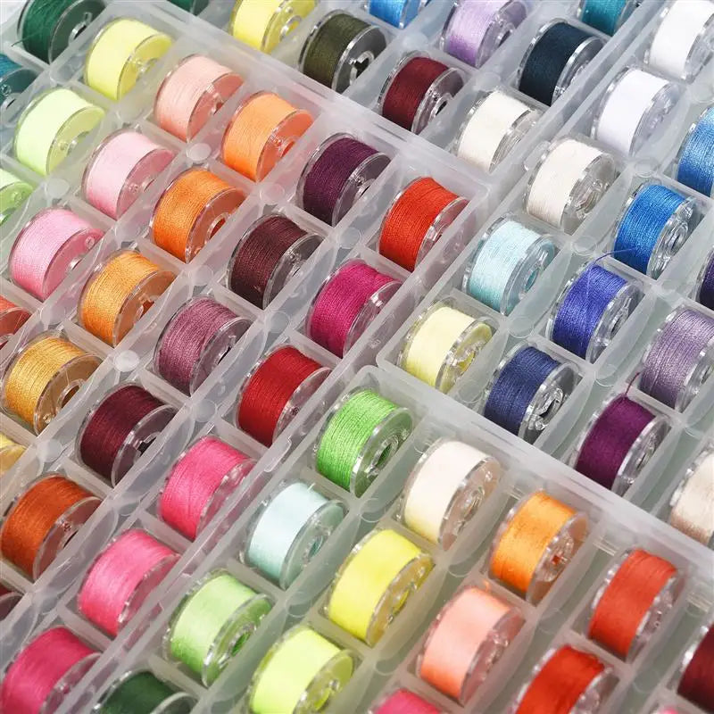 Rynx | 25/20 Colors Set Bobbin Thread Polyester Spools - Sewing Machine Bobbins with Storage Box for Embroidery and Sewing Accessories