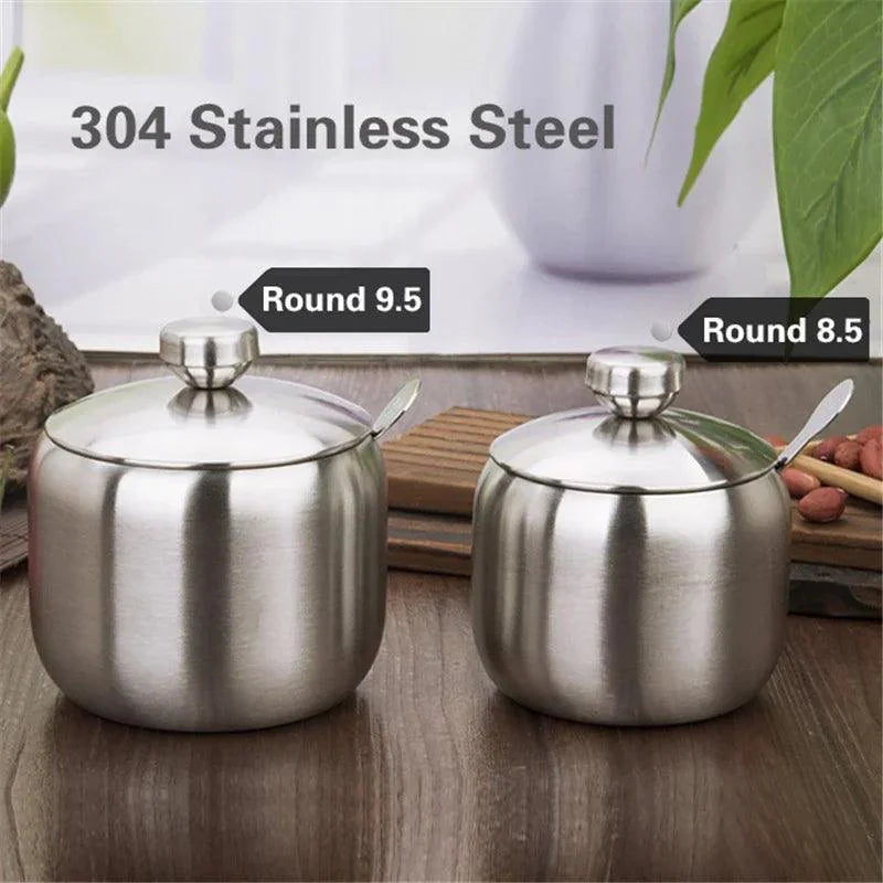 Rynx | Elegant stainless steel spice storage and dispensing set with spoon