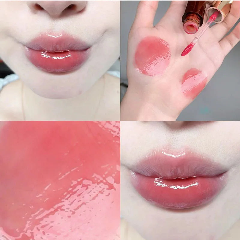 Rynx | Retro Clear Lip Glaze Gloss Mirror Glitter Non Stick Cup Brighten Jelly Dark Lipstick Red Brown Dupes Lip Ink Tint Korean Makeup