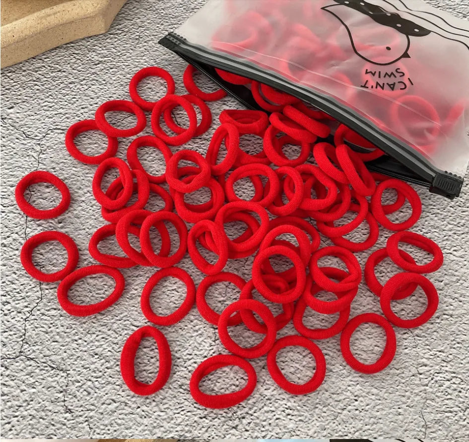 Rynx | 50/100pcs Colored Hair Ties for Kids: Elastic Hair Ties