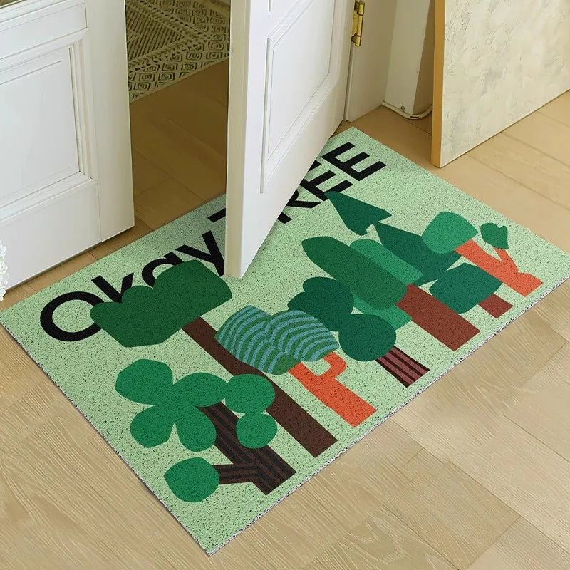 Rynx | Nordic PVC Welcome Doormat Cuttable Plant Mat Entrance Carpet Carpet Anti-Dust Floor Door Mat Aesthetic Home Decor 45x75cm