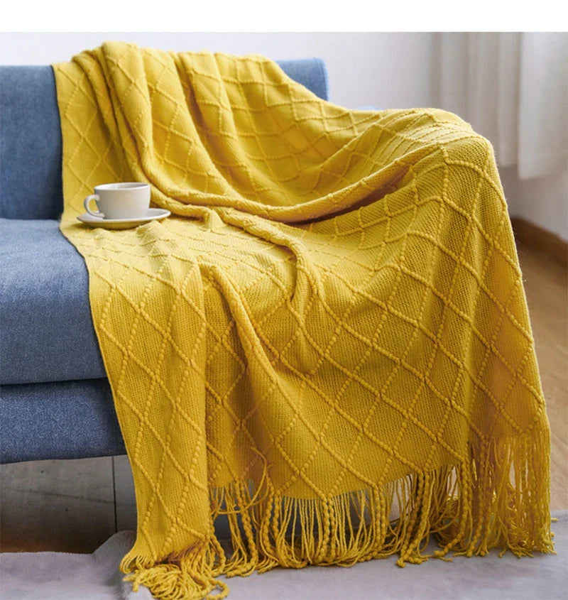 Rynx | purple diamond knit blanket