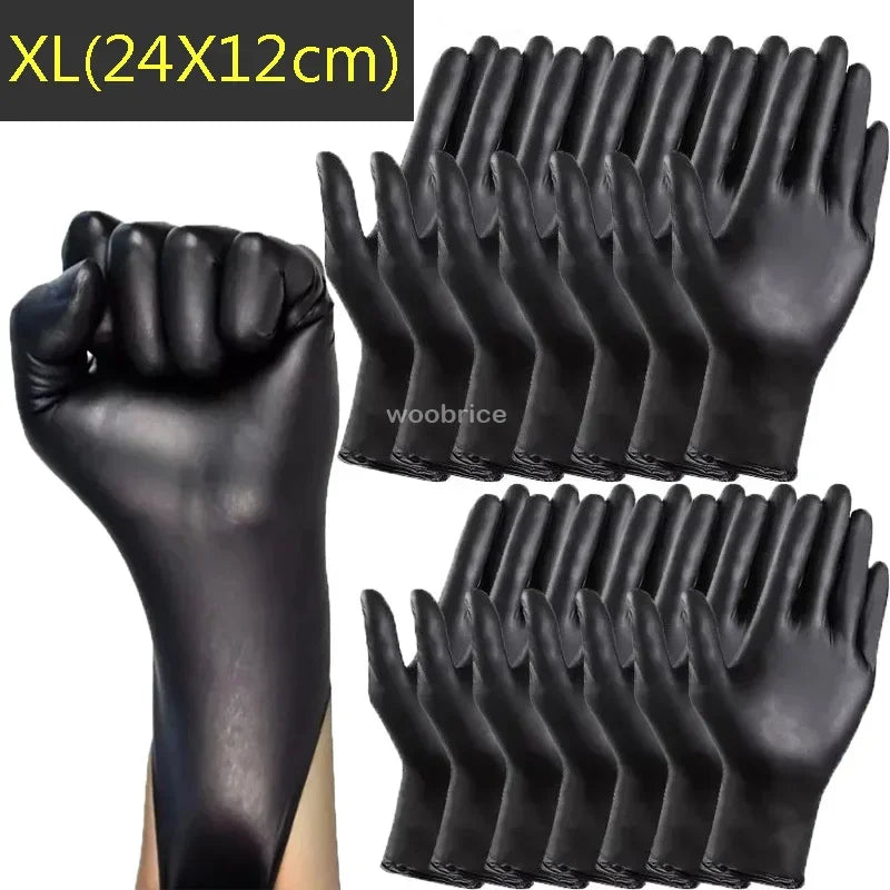 Rynx | Disposable Black Nitrile Gloves - Pack of Kitchen, Cooking, Tattoo, Car Washing, and Household Cleaning Work Gloves