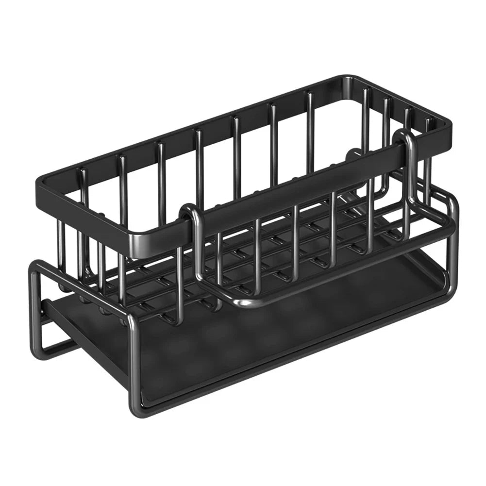 Rynx | Stainless Steel Sink Drain Rack with Sponge Storage - Kitchen Faucet Holder and Soap Drainer