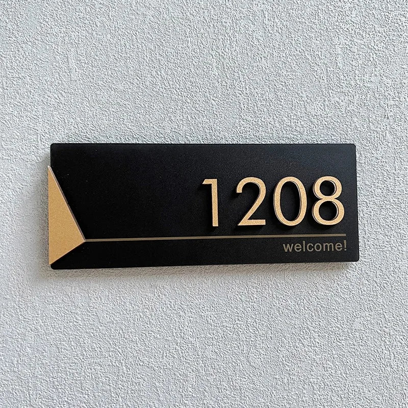 Rynx | Acrylic Modern Door Plate - Customizable Shop Sign with House Number, Family Name, and Address for Home, Office, or Hotel