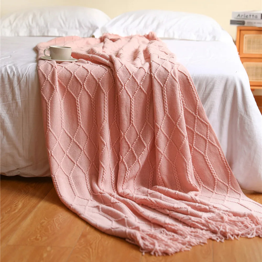 Rynx | purple diamond knit blanket