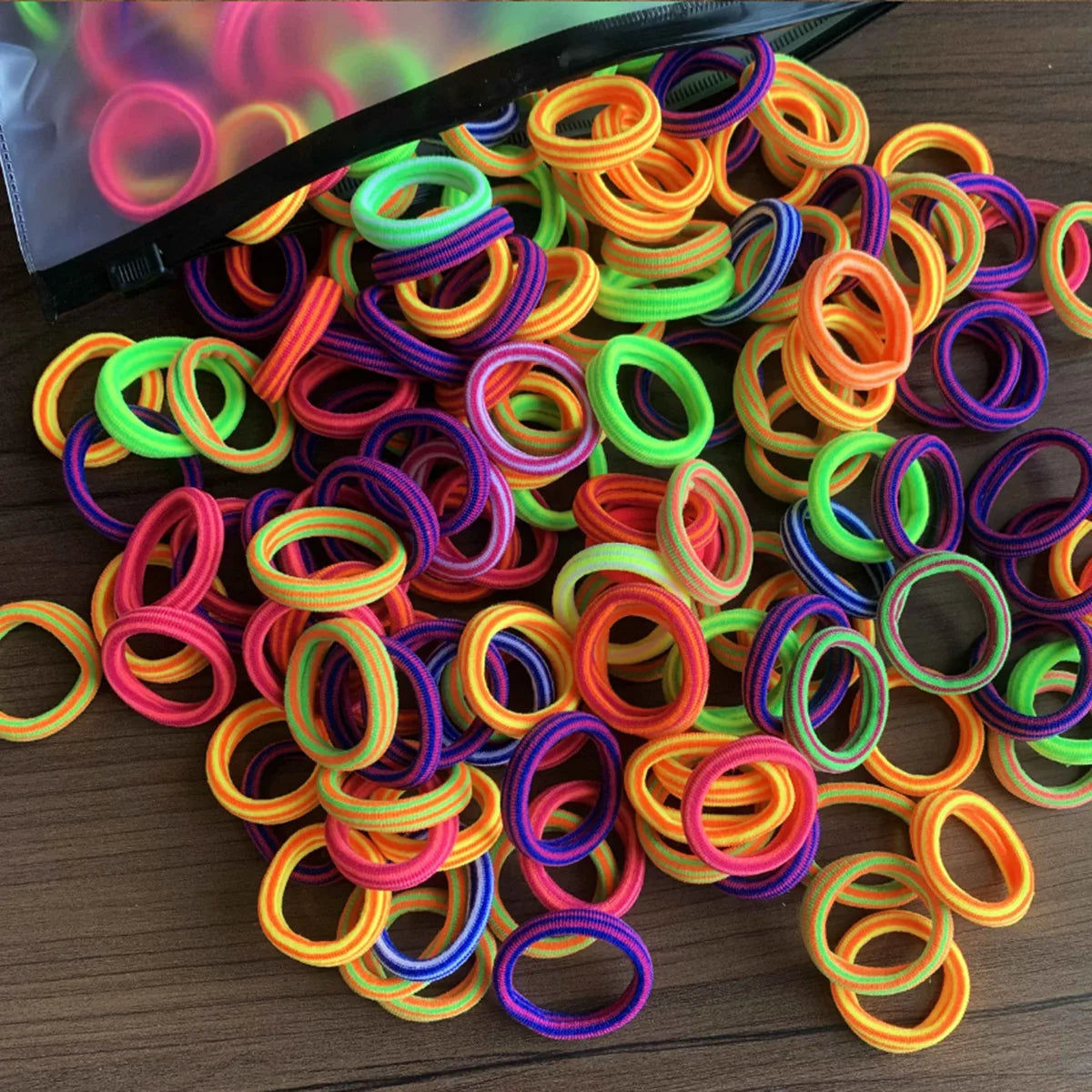 Rynx | 50/100pcs Colored Hair Ties for Kids: Elastic Hair Ties