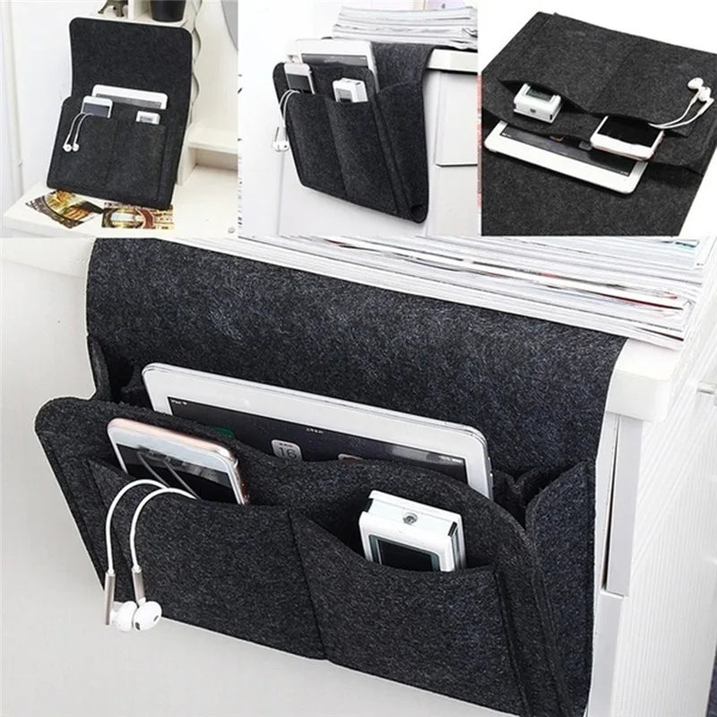 Rynx | Felt Bedside Storage Organizer - Couch and Bed Caddy with Pockets for TV Remote Control and More
