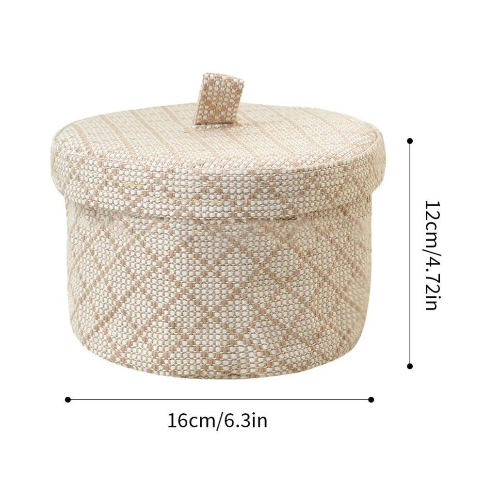 Rynx | Stylish round jute basket with lid - Contemporary organizational solution