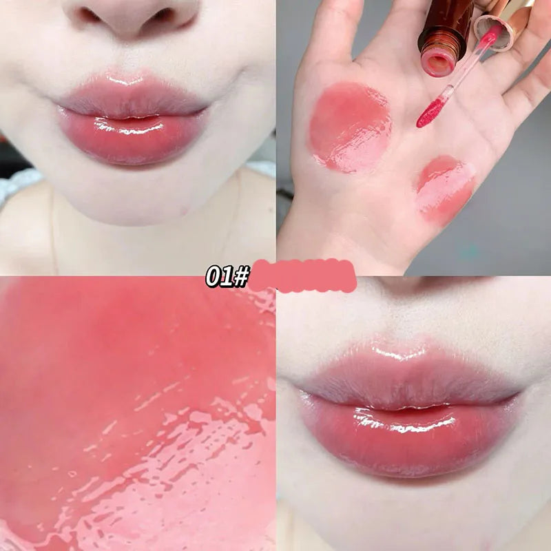 Rynx | Retro Clear Lip Glaze Gloss Mirror Glitter Non Stick Cup Brighten Jelly Dark Lipstick Red Brown Dupes Lip Ink Tint Korean Makeup