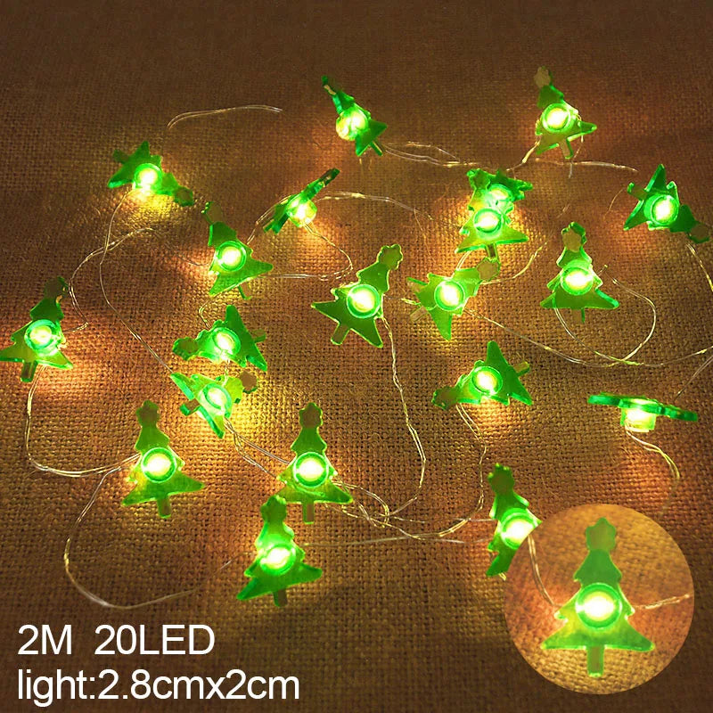 Rynx | 2M 20LED Santa Snowflake LED String Lights Christmas Decoration For Home Xmas Tree Ornament 2024 Christmas Kids Gift New Year