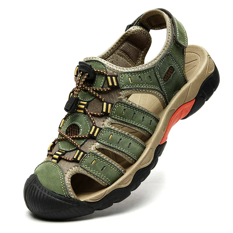 Rynx | Summer Men's Outdoor Sandals Beach Shoes Genuine Leather Trekking Hiking