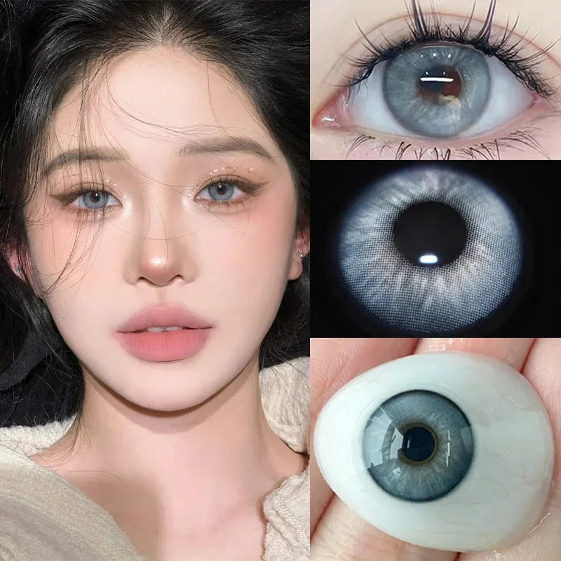 Rynx | 1 Pair Hot Selling Colorful Pupils for Eyes with Degree 0~-8.00 Degree Blue Natural Beautiful Pupils Fashion Color Makeup