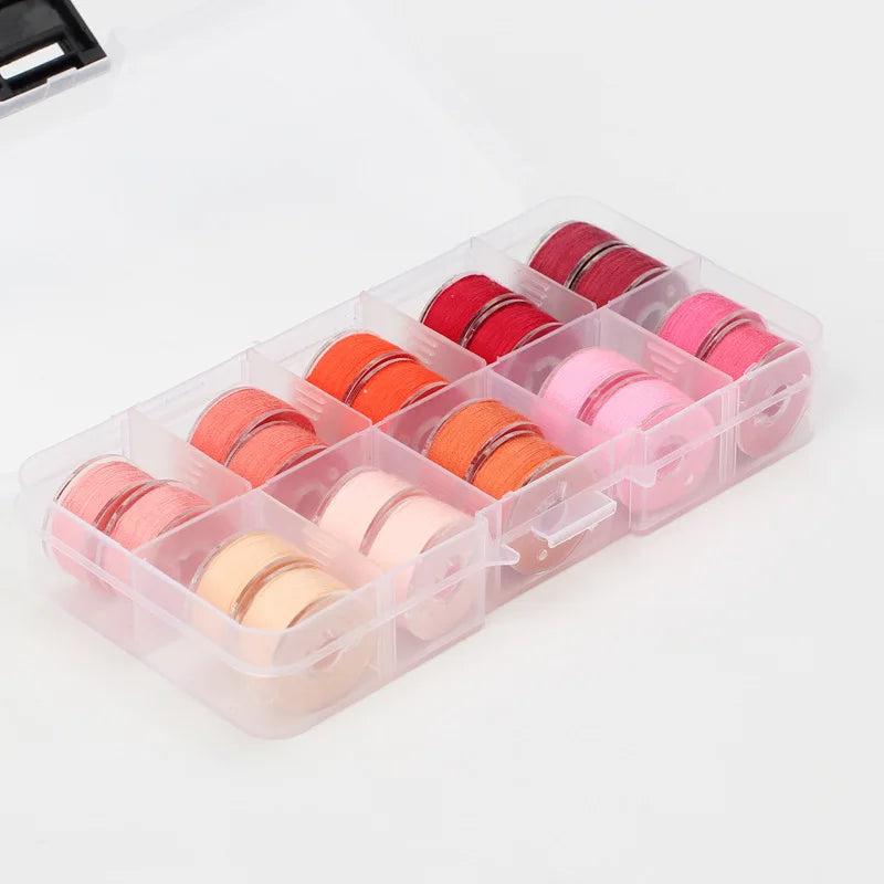 Rynx | 25/20 Colors Set Bobbin Thread Polyester Spools - Sewing Machine Bobbins with Storage Box for Embroidery and Sewing Accessories