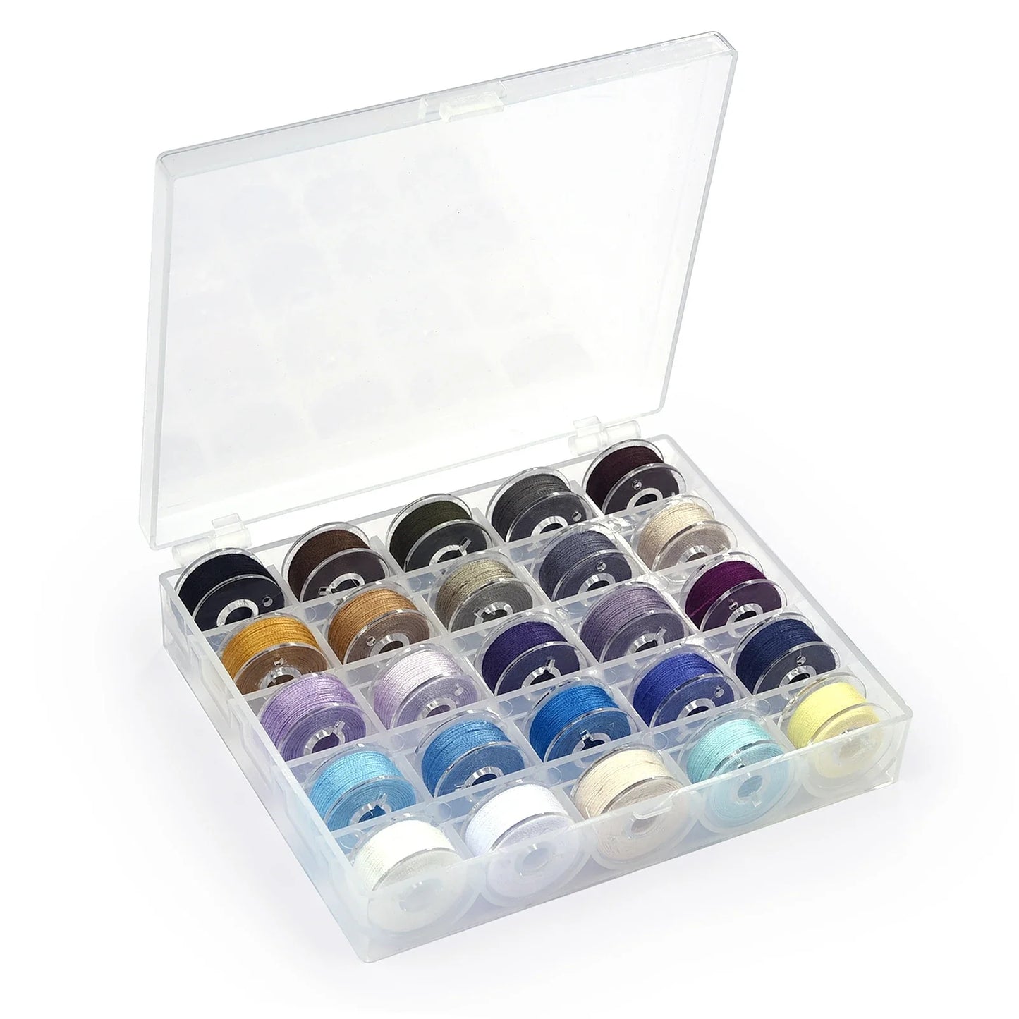 Rynx | 25/20 Colors Set Bobbin Thread Polyester Spools - Sewing Machine Bobbins with Storage Box for Embroidery and Sewing Accessories