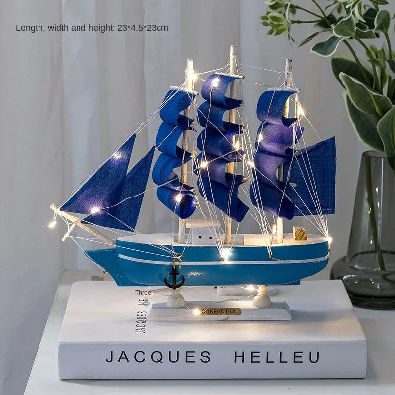 RYNX | New Wooden Sailing Boat Model Office Living Room Decoration Craft Nautical Decoration Creative Model Home Decor Birthday Gift