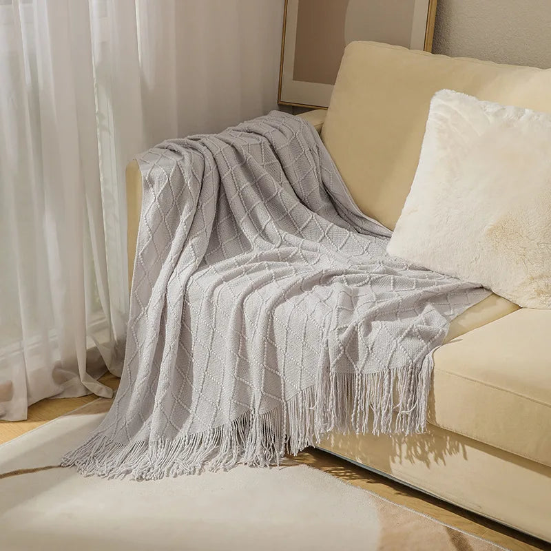 Rynx | purple diamond knit blanket