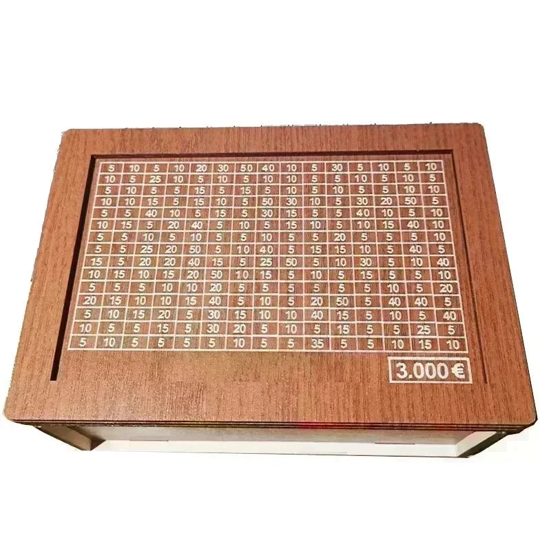 Rynx | Wooden Money Box Piggy Bank - Reusable Cash Bank with Savings Goal and Numbers for Encouraging Saving Habits