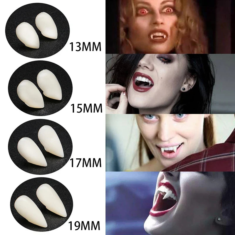 Rynx | 1 Pair Halloween Vampire Teeth Fangs Prosthesis Party Costume DIY Cosplay Props Fake Teeth Resin Fangs Zombie Masquerade Prop
