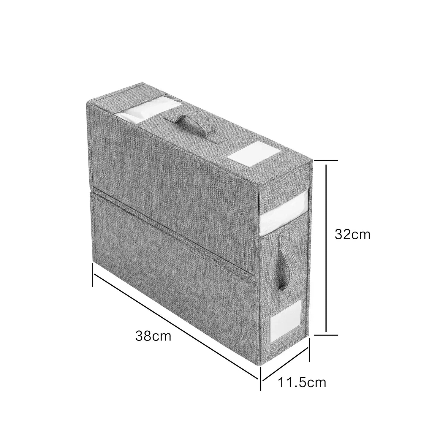 Rynx | Folding Fabric Sheet Set Storage Box Organizer - Window Zipper Blanket Organizer Box for Wardrobe and Bed Clothes Storage