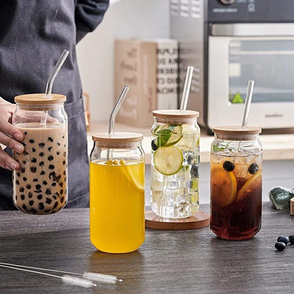 Rynx | Elegant Can-Shape Glass Tumbler Set - 4 Premium Cups for Luxurious Drinking Experiences